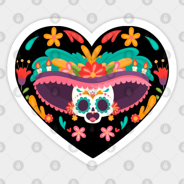 Day of the dead Heart Sticker by Rockadeadly